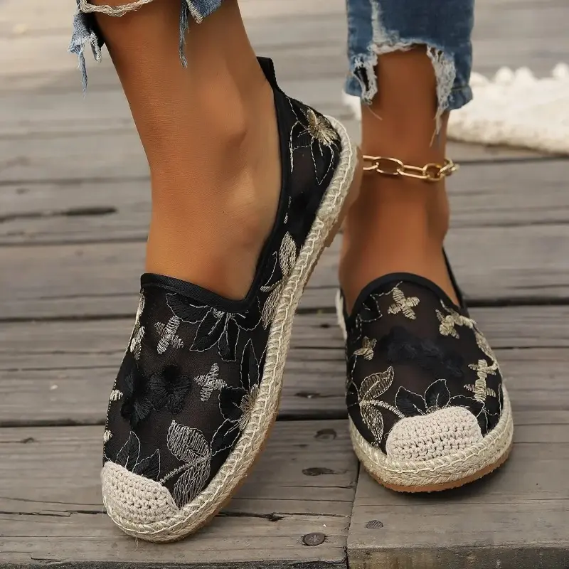 Large Size Single Shoe Women's Summer New Lace Mesh Hollowed Out Women's Flat Bottomed Fisherman's Shoes  flat shoes women
