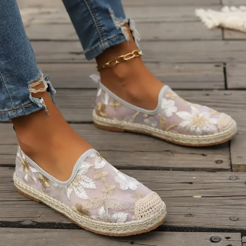 Large Size Single Shoe Women's Summer New Lace Mesh Hollowed Out Women's Flat Bottomed Fisherman's Shoes  flat shoes women