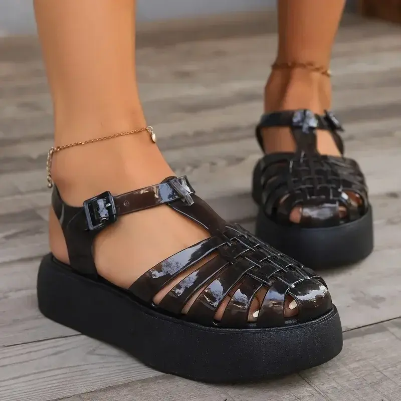 Toe Closed Summer Beach Sandals Shoes Women Fashion Jelly Sandals Shoes Soft Pvc Material Women Summer Sandals