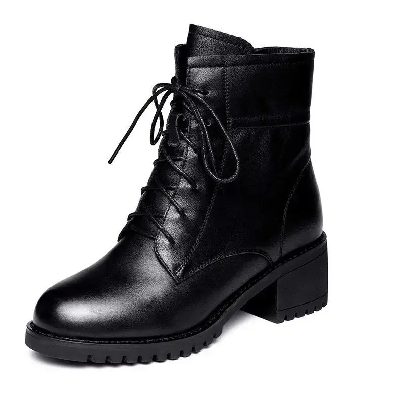 2024 Luxury Chelsea Boots Women Leather Ladies Boots Chunky Winter Shoes Platform Ankle Boots Slip On Thick Heel