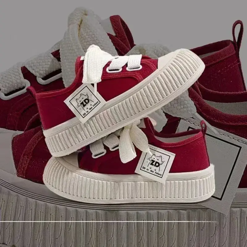 Sneakers Women Shoes for Woman Thick Soled Canvas Shoes 2025 New Trend Lady Breathable White Trainers Student Casual Board Shoes