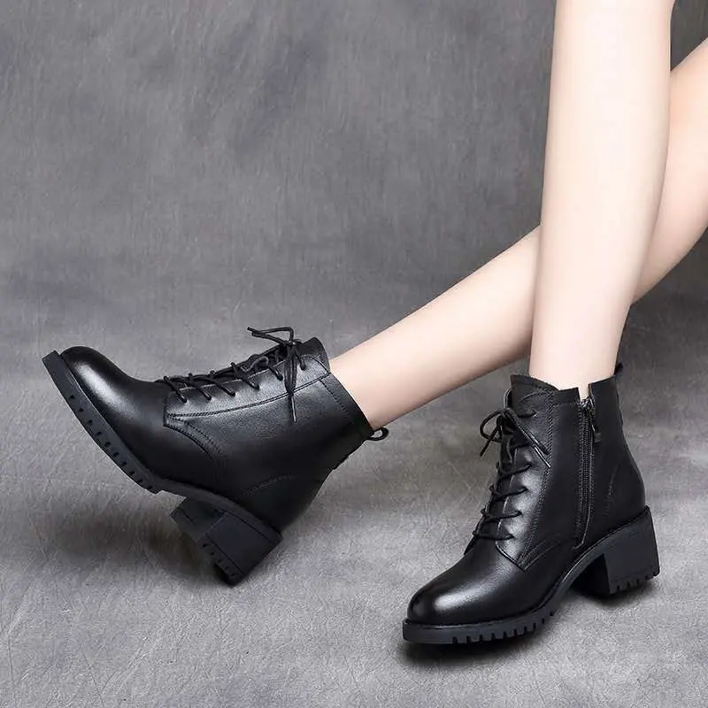 2023 Women's Shoes Luxury Chelsea Boot Women Leather Boot Chunky Winter Shoe Platform Ankle Boots Thick Heel Brand Designer