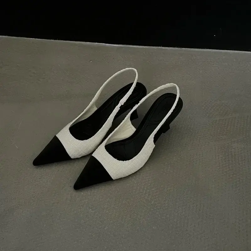 Low Heels Real Leather Slingbacks Shoes Women Square Toe Pumps Thick Heel Shoes Brand Design Lady Footwear 2024 Size Rubber