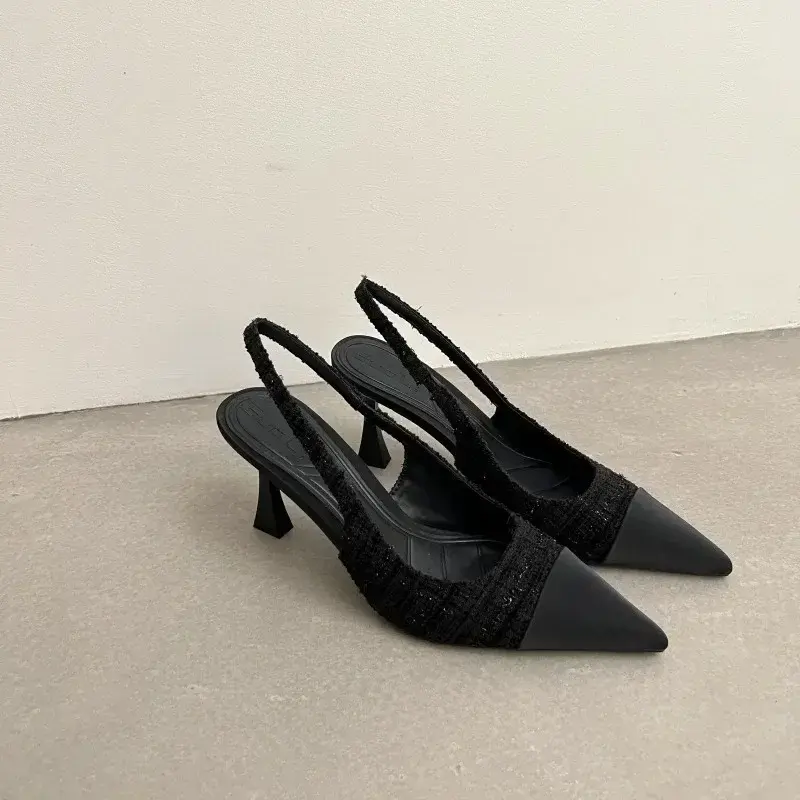 Low Heels Real Leather Slingbacks Shoes Women Square Toe Pumps Thick Heel Shoes Brand Design Lady Footwear 2024 Size Rubber