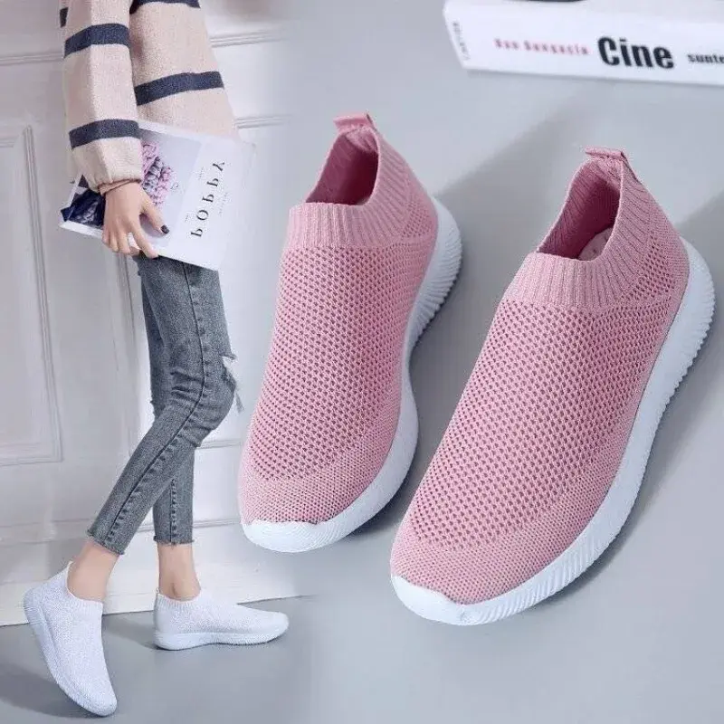 2024 Breathable Mesh Platform Sneakers for women Slip-on Soft Bottom Unisex Casual Shoes Super Light Comfort Couple Sports Shoes