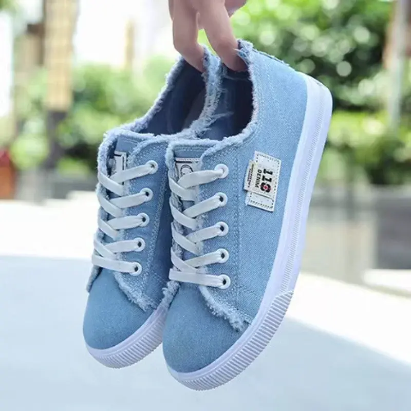 2023 New Spring Summer Women Canvas Shoes flat sneakers women casual shoes low upper lace up white shoes