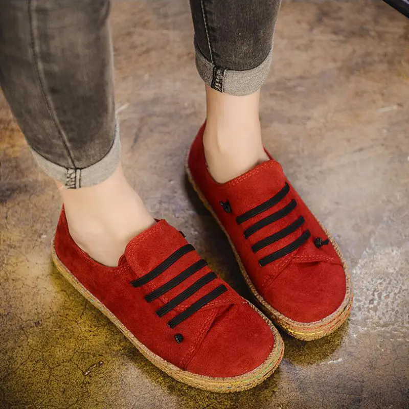 Women's Shoes Flat Bottom Lace-Up Loafers Ladies New Autumn Casual Outdoor Lazy Shoes Comfortable Light Solid Color Flat Shoes