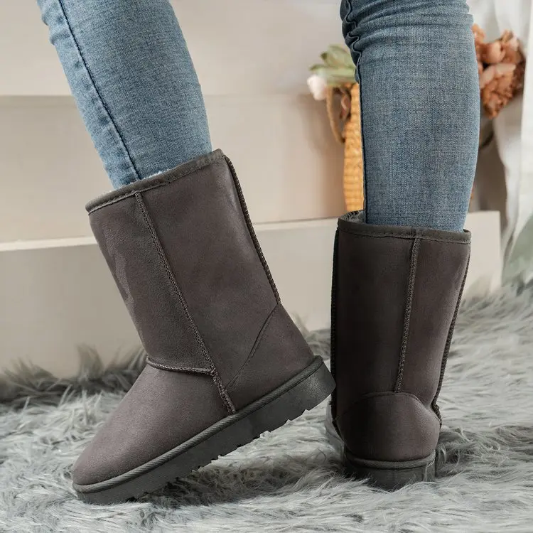Women Shoes on Sale High Quality Winter Slip-on Mid-calf  Women Boots Fashion Solid Casual Snow Boots Large Size Platform Boots