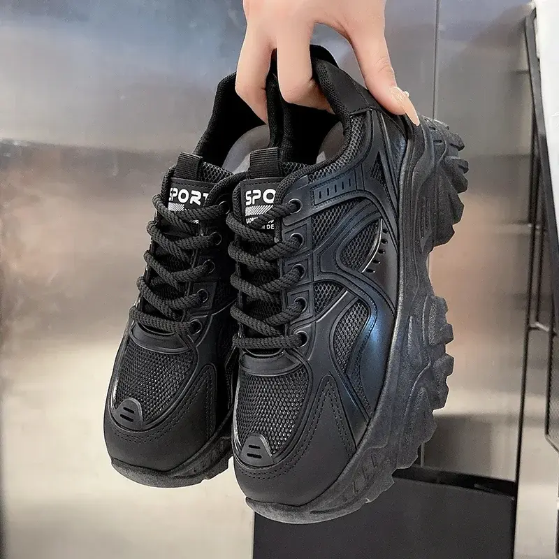 New Spring Fashionable Thick-soled Student White Shoes Comfortable/Wear-resistant Round-toe Breathable Sports and Casual Shoes