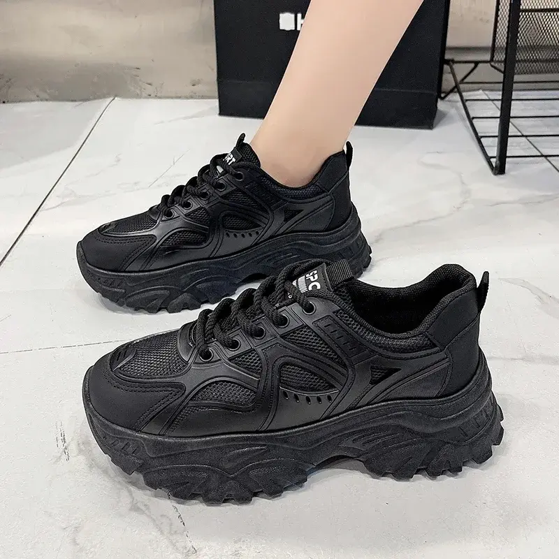New Spring Fashionable Thick-soled Student White Shoes Comfortable/Wear-resistant Round-toe Breathable Sports and Casual Shoes