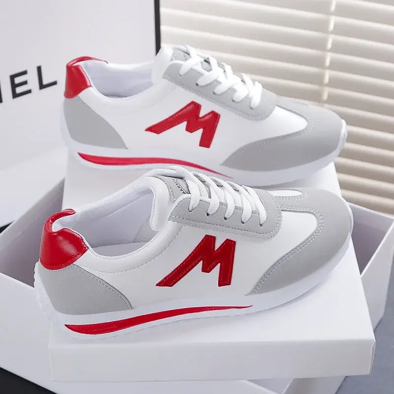 Round Head Deep Mouth Sneakers Light Versatile Breathable Cross Lace Casual Sports White Shoes Shoes Tennis Sneaker
