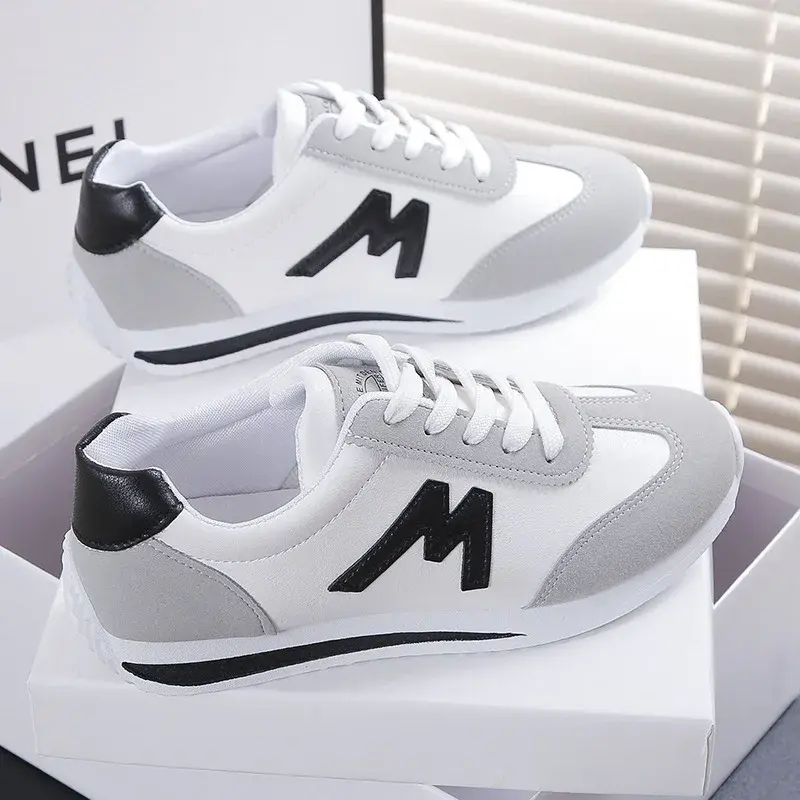 Round Head Deep Mouth Sneakers Light Versatile Breathable Cross Lace Casual Sports White Shoes Shoes Tennis Sneaker