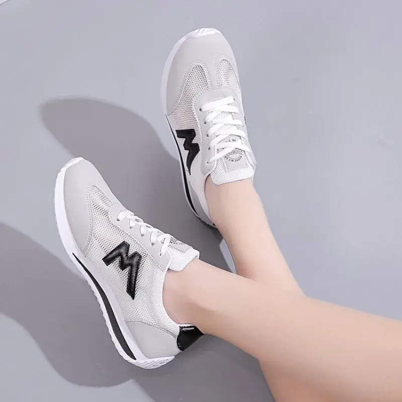 Round Head Deep Mouth Sneakers Light Versatile Breathable Cross Lace Casual Sports White Shoes Shoes Tennis Sneaker