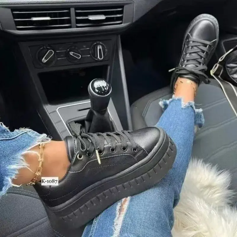 Sneakers for Women's 2024 New Fall Outdoor Fashion Tennis Lace Up Canvas Casual Walking Breathable Vulcanized Shoes Plus Size 43