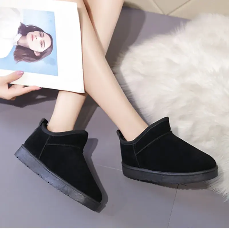 Women's Plush Lined Ankle Boots - Slip On Platform Shoes  Winter Warmth and Comfort women's boots