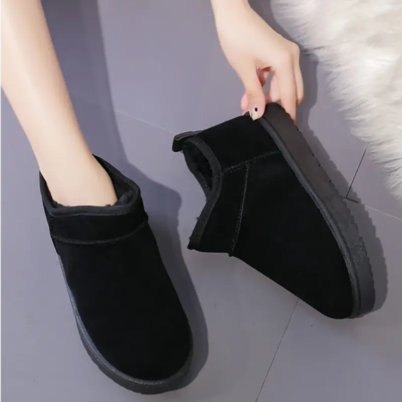 Women's Plush Lined Ankle Boots - Slip On Platform Shoes  Winter Warmth and Comfort women's boots