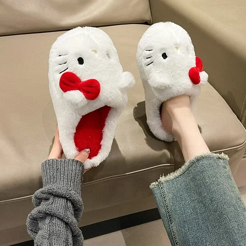 Plush Slippers Cute Student Autumn Winter Bedroom Soft Padded Plush Bedroom Aldult Shoes Girls Xmas shoes