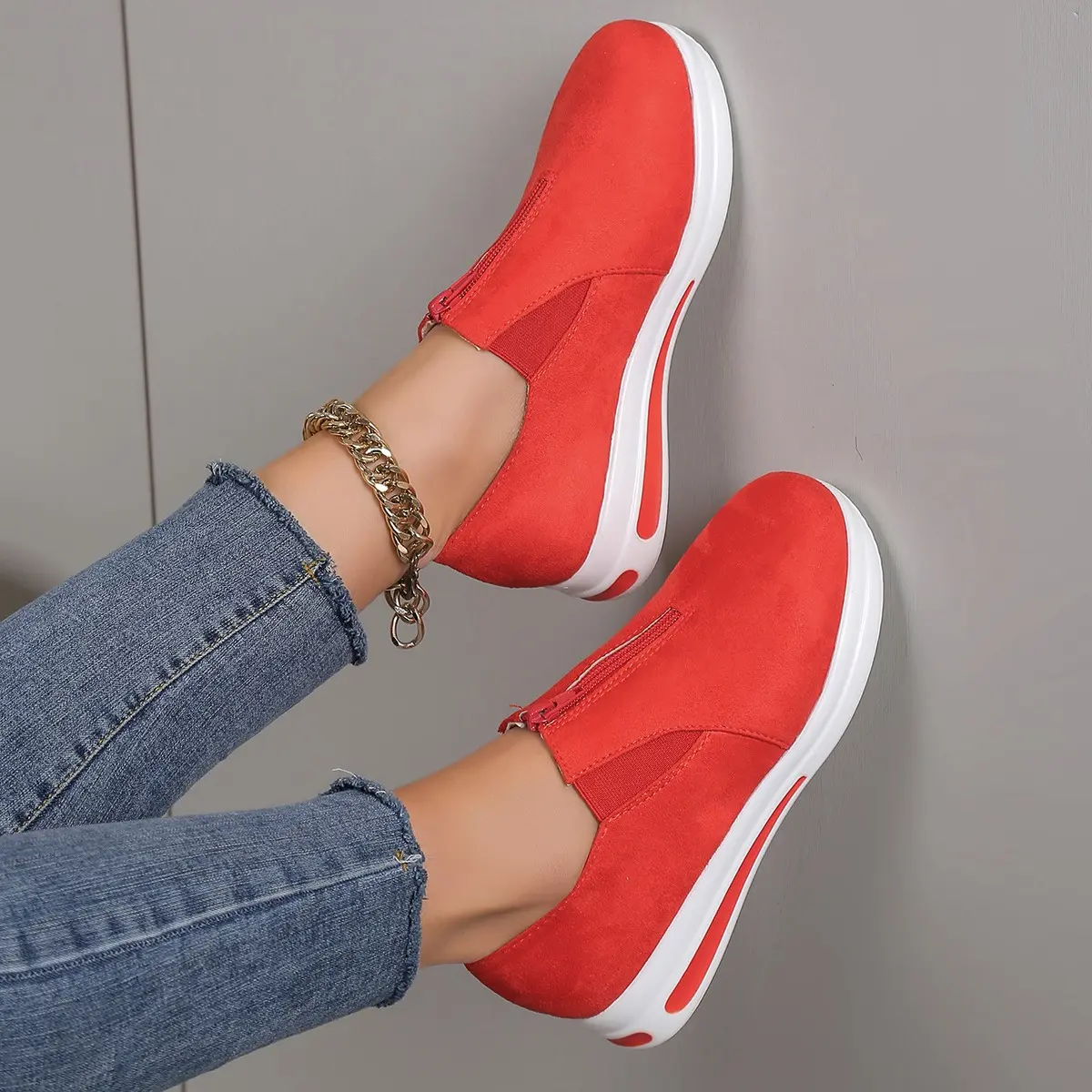 2025 fashion foreign trade large size women's thick sole sports shoe cover feet comfortable and breathable