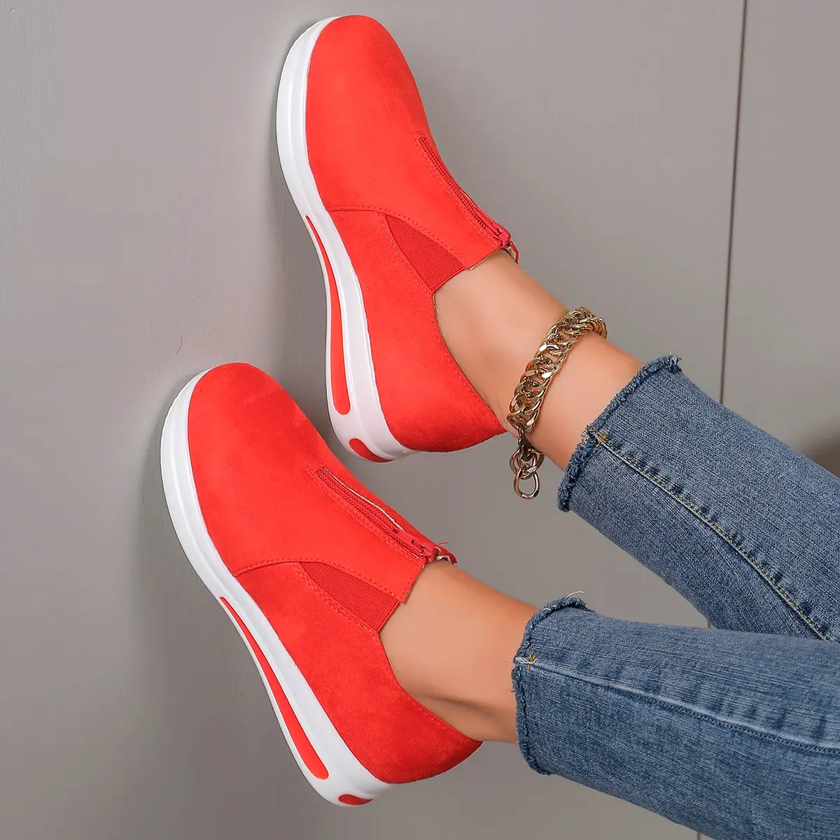 2025 fashion foreign trade large size women's thick sole sports shoe cover feet comfortable and breathable