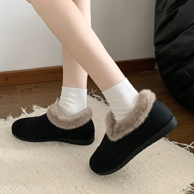 Winter Shoes Women Loafers Female Footwear Casual Shoes Women Flat Heel Leather Retro Winter Lightweight Fashion Comfy 35-41