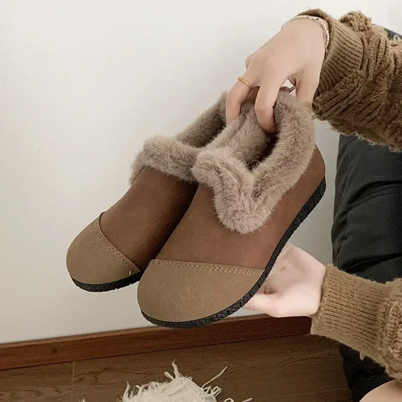 Winter Shoes Women Loafers Female Footwear Casual Shoes Women Flat Heel Leather Retro Winter Lightweight Fashion Comfy 35-41