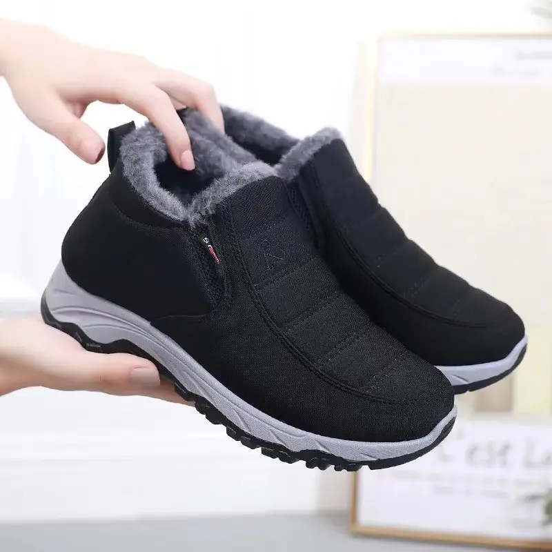 Women's plush lined snow boots  winter warm and waterproof ski boots warm outdoor short boots