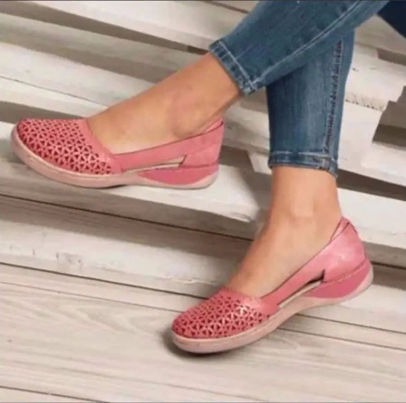 Women's Sandals 2024 Summer Handmade Ladies Shoes Leather Breathable Sandals Women Flats Retro Style Cusomized Support Slipper