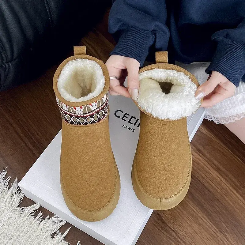 women shoes 2024  Winter Classic Snow Bootes Slippers Boots Women Warm Fur Winter Boots Thick-soled