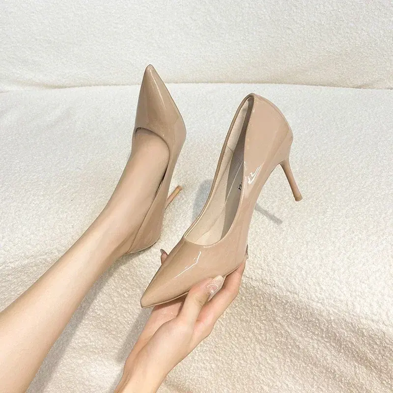 Large Size 34-42 Women High Heel Shoes Fashion Simple Solid Color Thin High Heel Pointed Single Shoes Botines Mujer Con Tacon