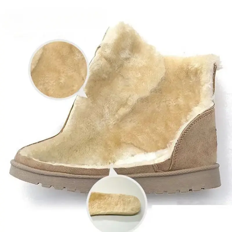 2024 Women Winter Snow Boots Warm Flat Plus Size Platform Lace Up Ladies Women's Shoes New Flock Fur Suede Ankle Boots 36-42