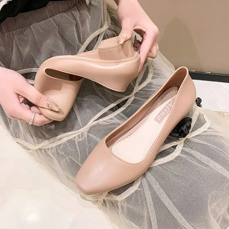 Shoes Woman 2024 Casual Female Sneakers Low Heels Slip-on Flats Square Toe Shallow Mouth New Cute Slip On Summer