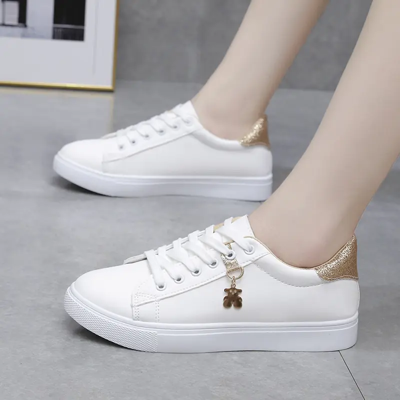 2024 New Fashion Lace up Women's Sports Shoes Women's Casual Shoes Printed Summer Women's Pu Cute Flat Shoes