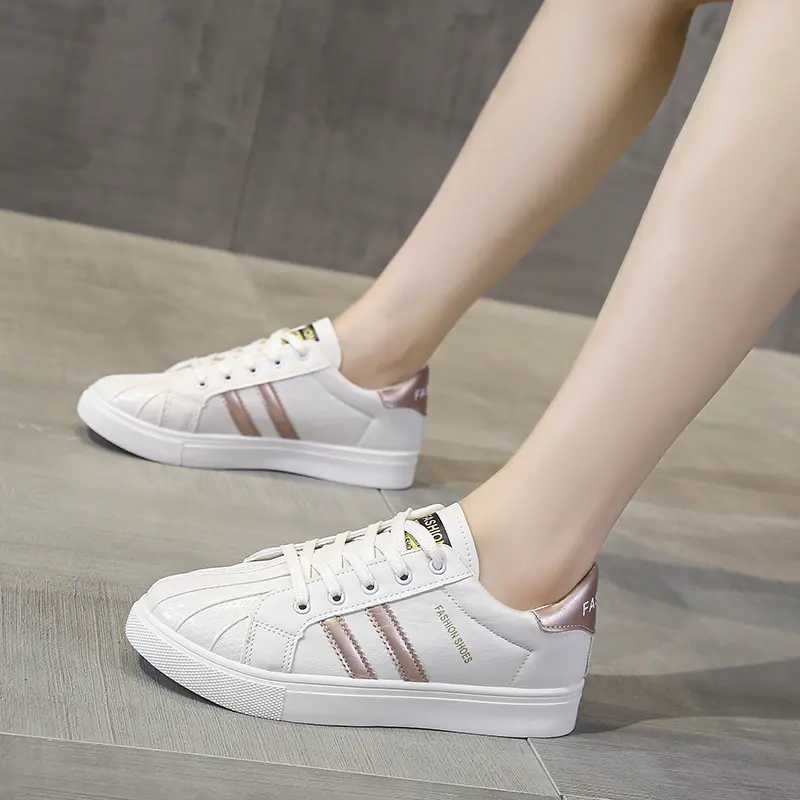 2024 New Fashion Lace up Women's Sports Shoes Women's Casual Shoes Printed Summer Women's Pu Cute Flat Shoes