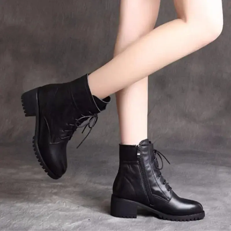 2024 High Quality Ladies Shoes Side Zipper Women's Boots Fashion Cross-tied Modern Boots Women Hot Sale Plus Size Ankle Boots
