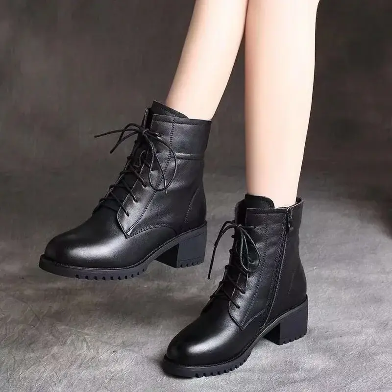 2024 High Quality Ladies Shoes Side Zipper Women's Boots Fashion Cross-tied Modern Boots Women Hot Sale Plus Size Ankle Boots