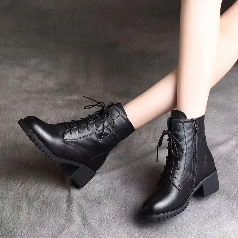 2024 High Quality Ladies Shoes Side Zipper Women's Boots Fashion Cross-tied Modern Boots Women Hot Sale Plus Size Ankle Boots