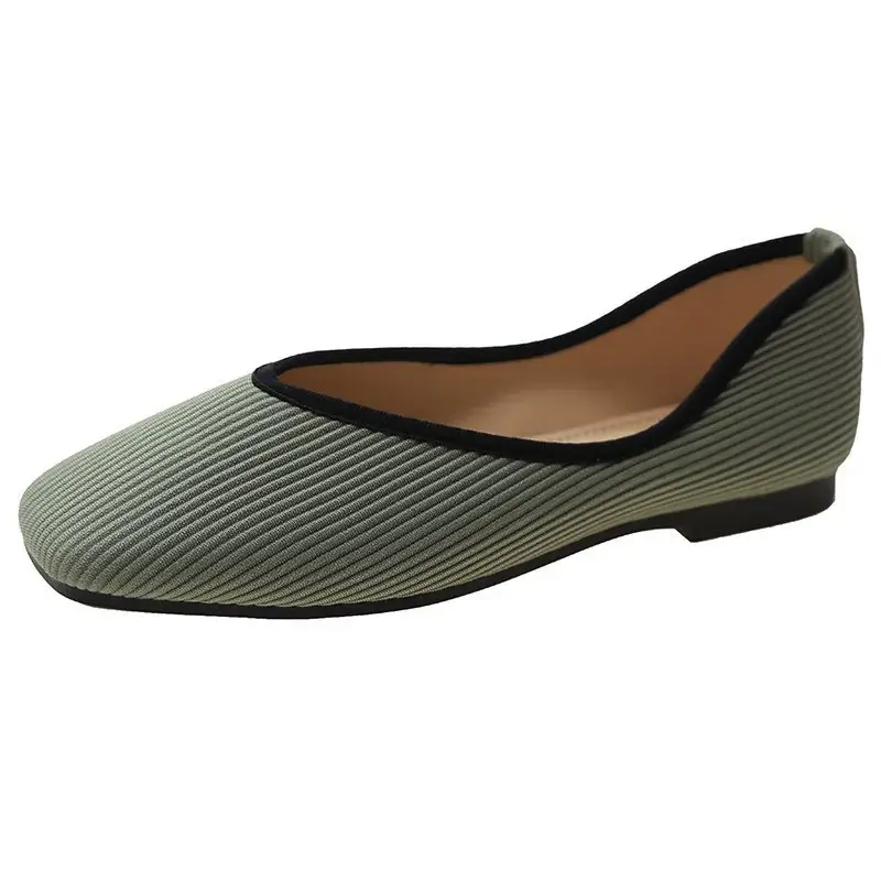 2024 Cotton Fabric Flats Shoes Women Yellow Ballerina Socks Shoes Women Slip on Flat Heel Shoes Plus Size 43