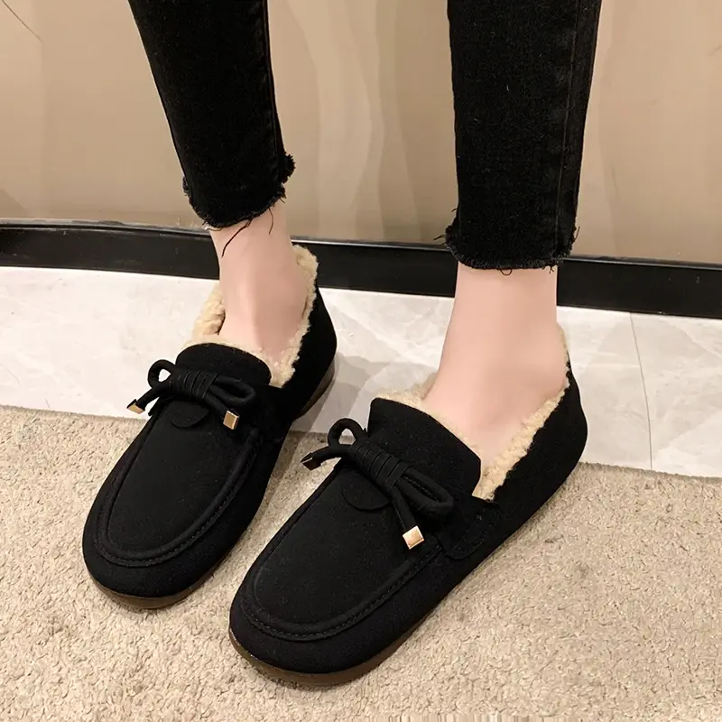 Winter Warm Shoes Fashion Low Top Flat Cotton Shoes Women Flats Casual Buckle Suede Comfort Platform Shoes