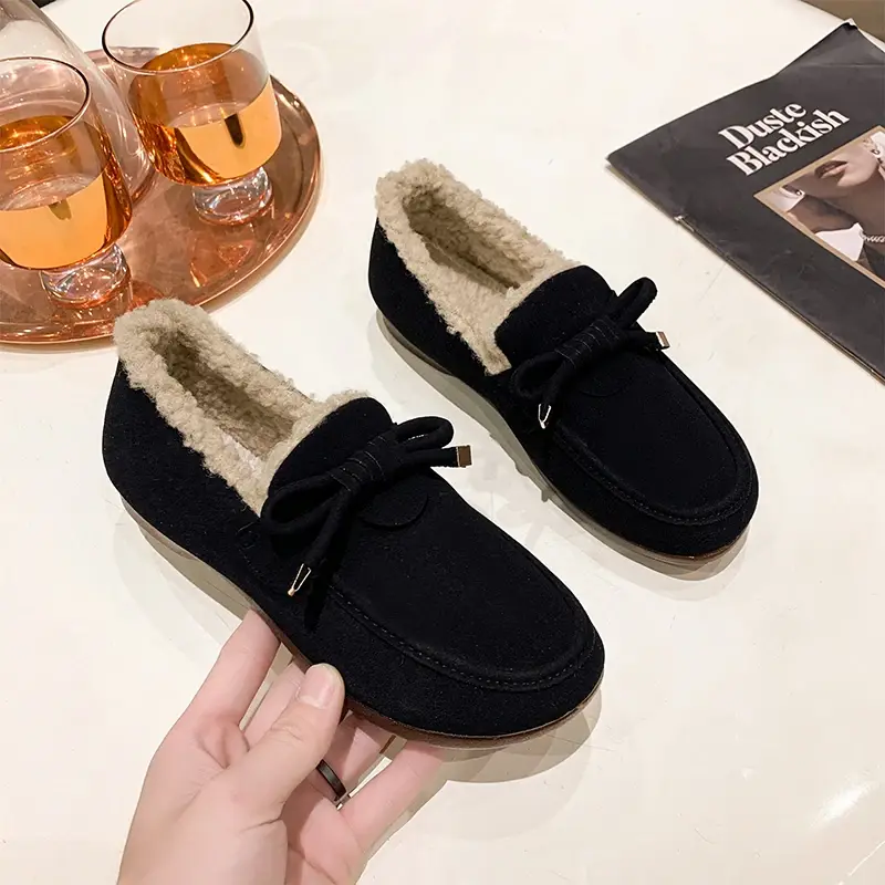 Winter Warm Shoes Fashion Low Top Flat Cotton Shoes Women Flats Casual Buckle Suede Comfort Platform Shoes