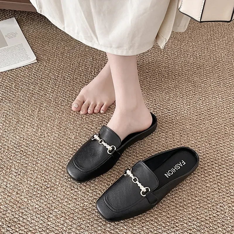 2025 New Women Shoes Ladies Flat Fashion Vintage British Leather Oxford Loafers Size 43 Comfy Casual Shallow Flats Gold logo