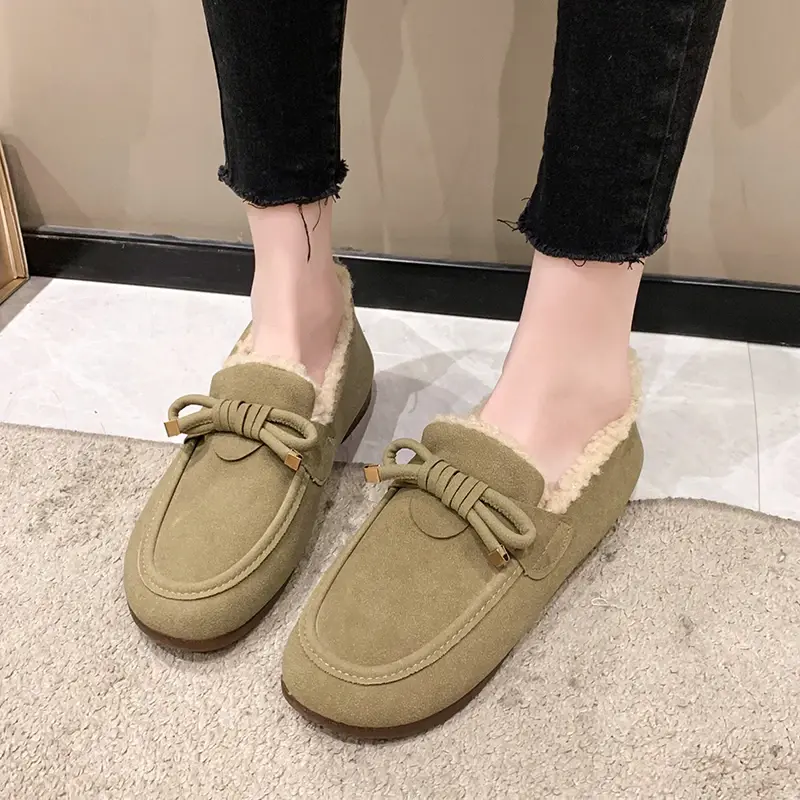 Winter Warm Shoes Fashion Low Top Flat Cotton Shoes Women Flats Casual Buckle Suede Comfort Platform Shoes