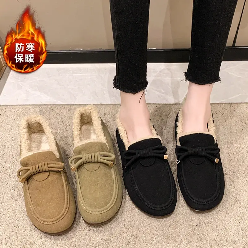 Winter Warm Shoes Fashion Low Top Flat Cotton Shoes Women Flats Casual Buckle Suede Comfort Platform Shoes