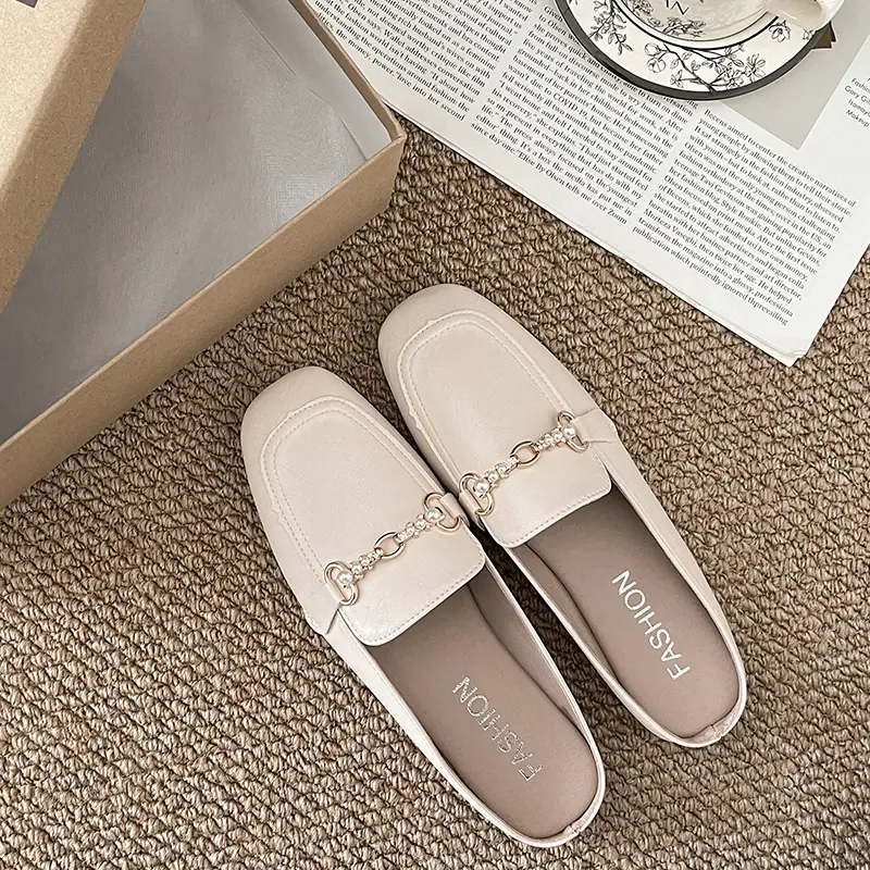 2025 New Women Shoes Ladies Flat Fashion Vintage British Leather Oxford Loafers Size 43 Comfy Casual Shallow Flats Gold logo