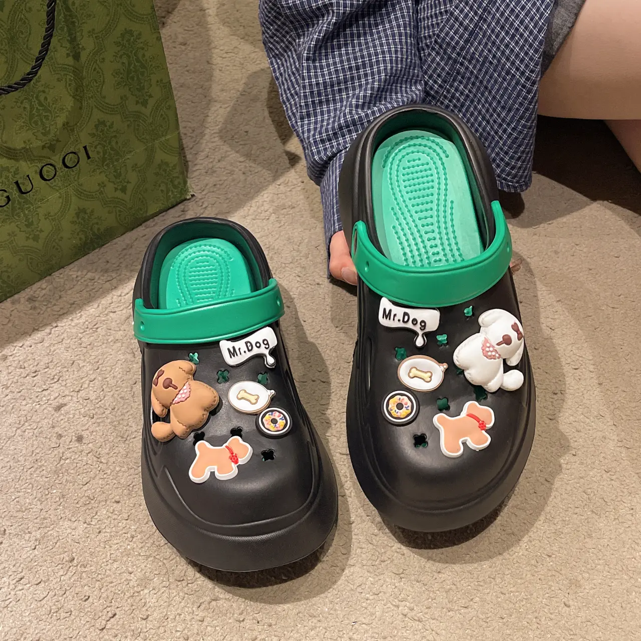 Wear Increased Non-slip High-heeled Shoes Hole Shoes Beach Sandals Home Shoes New Thick-soled Slippers Women's Sandalias Mujer