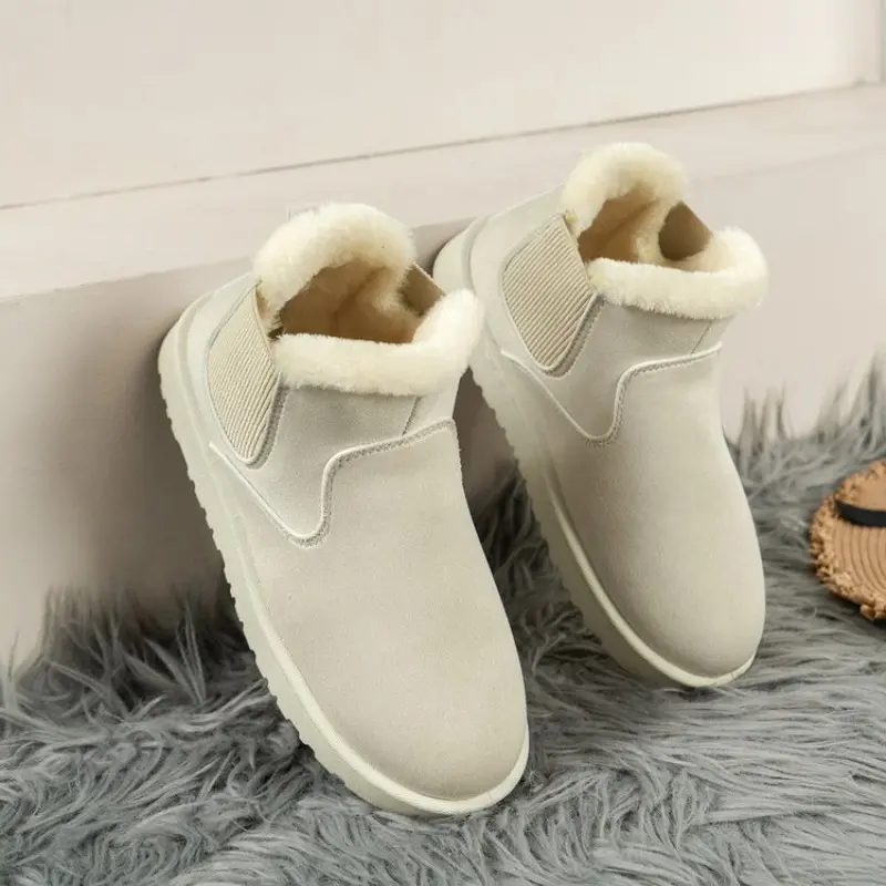 Women Snow Boots Warm Plush Slip-on Solid Plus Size Fashion Female Ankle Boot Ladies Winter Comfortable Women's Cotton Shoes NEW