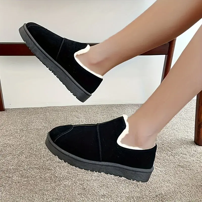 2024 Snow Boots Women's Short Tube Thickened Cotton Shoes Non-slip Winter New Shoes Student Women's Shoes  Black Boots