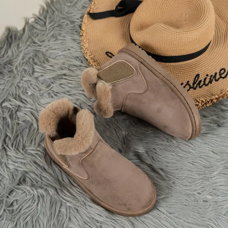Women Snow Boots Warm Plush Slip-on Solid Plus Size Fashion Female Ankle Boot Ladies Winter Comfortable Women's Cotton Shoes NEW