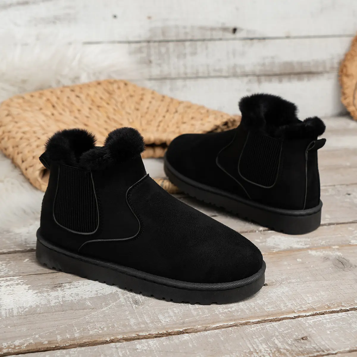 Women Snow Boots Warm Plush Slip-on Solid Plus Size Fashion Female Ankle Boot Ladies Winter Comfortable Women's Cotton Shoes NEW