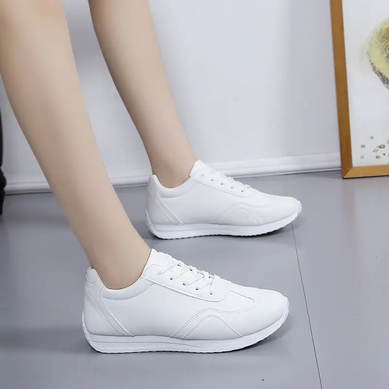 2024 Spring Summer Little White Shoes Female Black Flat Leather Sneakers Loafers Women Casual Shoe Zapatillas Mujer Chaussure