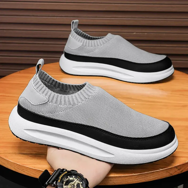 Men Shoes Breathable Fashion High-quality Hightop Socks Shoes Men Spring New Style Knitted Soft Sole Comfort Trend Casual Shoes